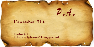 Pipiska Ali névjegykártya